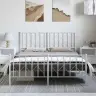 Gultas Rāmis Ar Galvgali Un Kājgali, Balts Metāls, 150X200 Cm Vidaxl