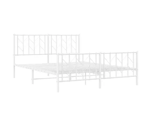 Gultas Rāmis Ar Galvgali Un Kājgali, Balts Metāls, 150X200 Cm Vidaxl