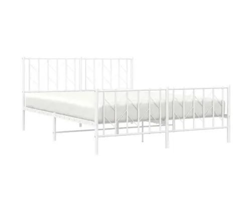 Gultas Rāmis Ar Galvgali Un Kājgali, Balts Metāls, 150X200 Cm Vidaxl