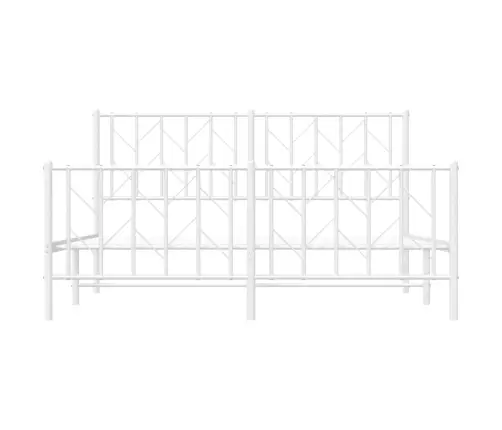Gultas Rāmis Ar Galvgali Un Kājgali, Balts Metāls, 150X200 Cm Vidaxl