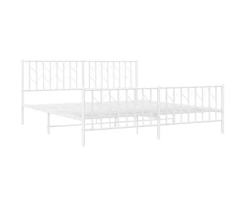 Gultas Rāmis Ar Galvgali Un Kājgali, Balts Metāls, 183X213 Cm Vidaxl