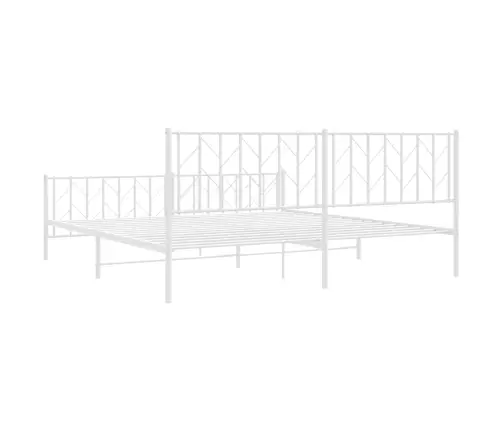 Metallist Voodiraam Peatsi Ja Jalutsiga, Valge, 193X203 Cm