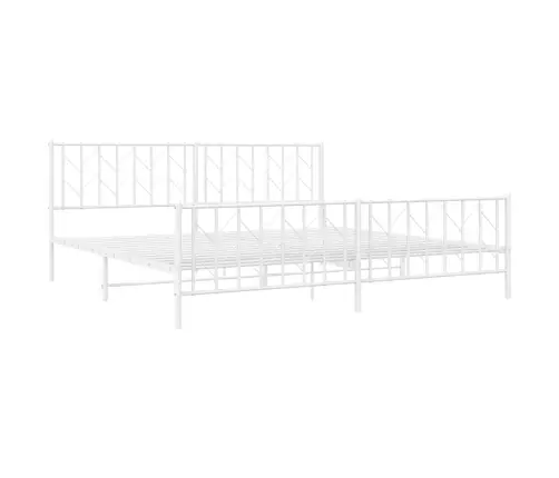 Gultas Rāmis Ar Galvgali Un Kājgali, Balts Metāls, 200X200 Cm Vidaxl