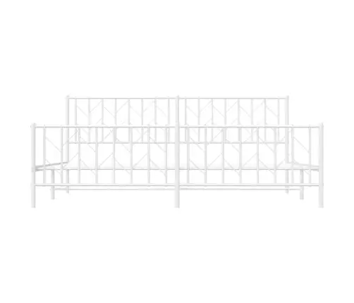 Gultas Rāmis Ar Galvgali Un Kājgali, Balts Metāls, 200X200 Cm Vidaxl