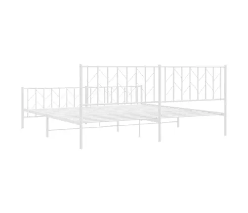 Gultas Rāmis Ar Galvgali Un Kājgali, Balts Metāls, 200X200 Cm Vidaxl