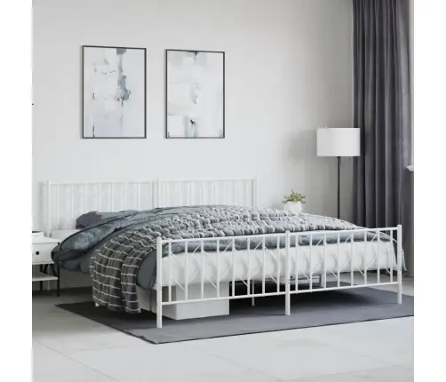 Gultas Rāmis Ar Galvgali Un Kājgali, Balts Metāls, 200X200 Cm Vidaxl