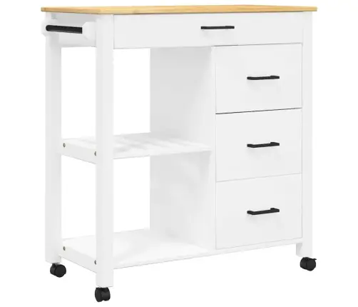 Virtuvės Vežimėlis Monza, 84X40X88,5cm Pušies Medienos Masyvas