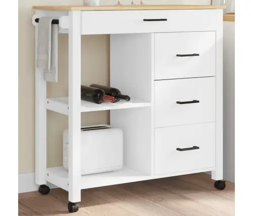 Virtuvės Vežimėlis Monza, 84X40X88,5cm Pušies Medienos Masyvas