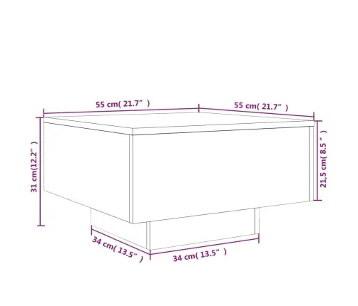 Kafijas Galdiņš, Balts, 55X55X31 Cm, Inženierijas Koks Vidaxl