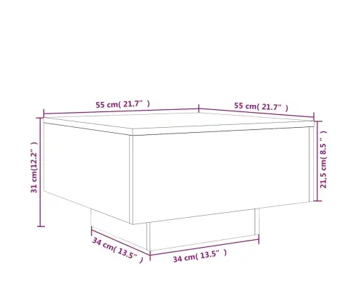 Kafijas Galdiņš, Melns, 55X55X31 Cm, Inženierijas Koks Vidaxl