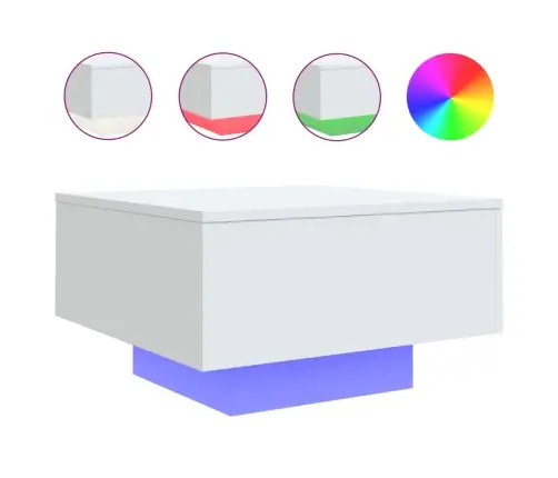 Kafijas Galdiņš Ar Led, Balts, 55X55X31 Cm Vidaxl