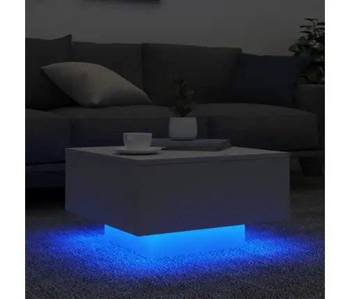 Kafijas Galdiņš Ar Led, Balts, 55X55X31 Cm Vidaxl