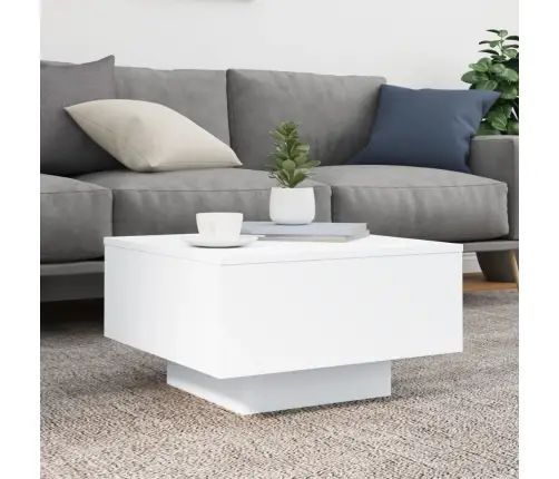 Kafijas Galdiņš Ar Led, Balts, 55X55X31 Cm Vidaxl