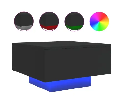 Kafijas Galdiņš Ar Led, Melns, 55X55X31 Cm Vidaxl