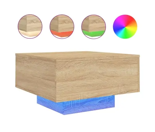 Kafijas Galdiņš Ar Led, Ozolkoka Krāsa, 55X55X31 Cm Vidaxl