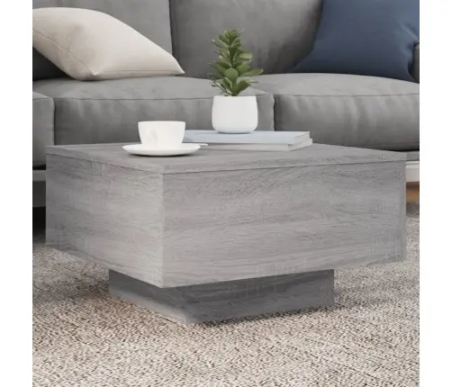 Kafijas Galdiņš Ar Led, Pelēka Ozolkoka Krāsa, 55X55X31 Cm Vidaxl