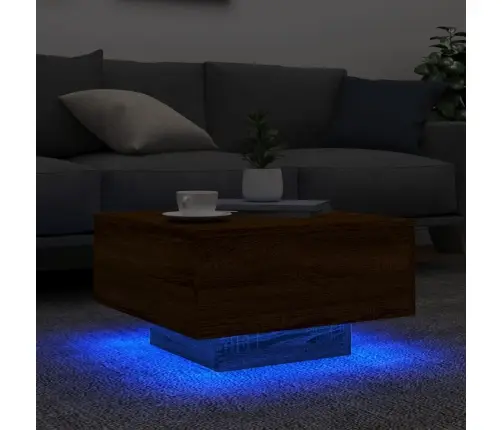 Kavos Staliukas Su Led Lemputėmis, Rudas Ąžuolo, 55X55X31Cm