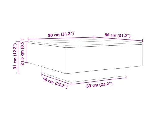 Kohvilaud, Sonoma Tamm, 80 X 80 X 31 Cm Tehispuit
