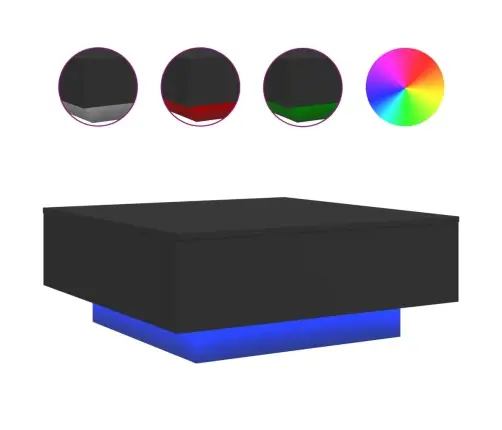Kafijas Galdiņš Ar Led, Melns, 80X80X31 Cm Vidaxl Kafijas Galdiņš Ar Led, Melns, 80X80X31 Cm Vidaxl