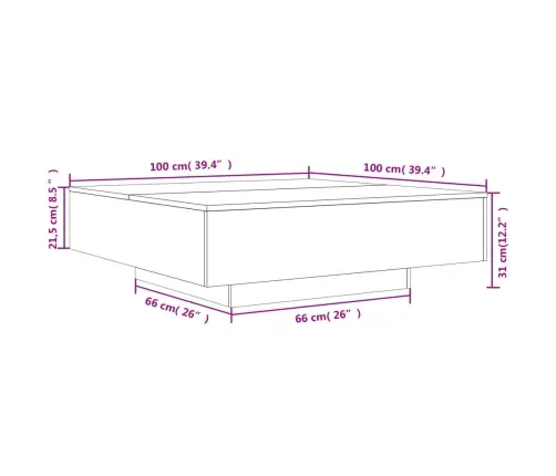Kafijas Galdiņš, Melns, 100X100X31 Cm, Inženierijas Koks Vidaxl