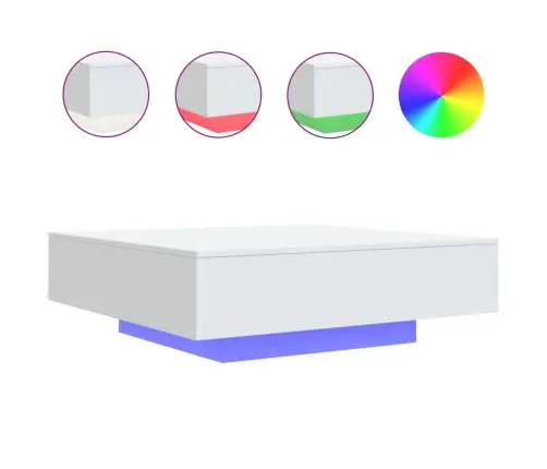 Kafijas Galdiņš Ar Led, Balts, 100X100X31 Cm Vidaxl
