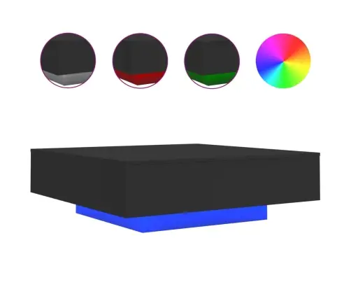 Kavos Staliukas Su Led Lemputėmis, Juodos Spalvos, 100X100X31Cm Kavos Staliukas Su Led Lemputėmis, Juodos Spalvos, 100X100X31Cm
