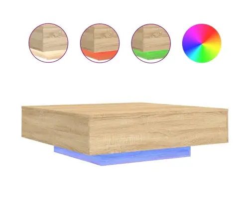 Kafijas Galdiņš Ar Led, Ozola Krāsā, 100X100X31 Cm Vidaxl