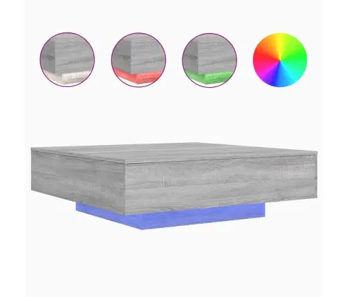 Kafijas Galdiņš Ar Led, Pelēka Ozolkoka Krāsa, 100X100X31 Cm Vidaxl