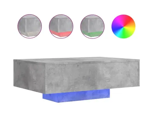 Kafijas Galdiņš Ar Led, Betona Pelēks, 85X55X31 Cm Vidaxl