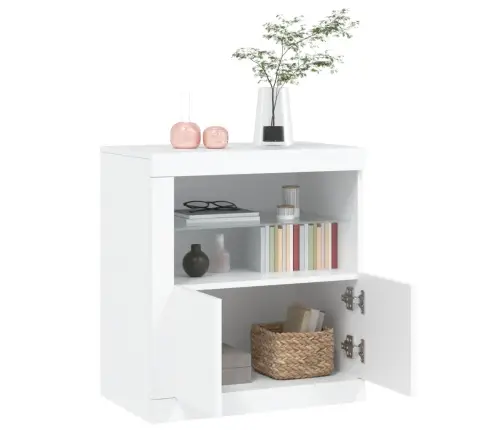 Kumode Ar Led Lampiņām, Balta, 60,5X37X67 Cm Vidaxl