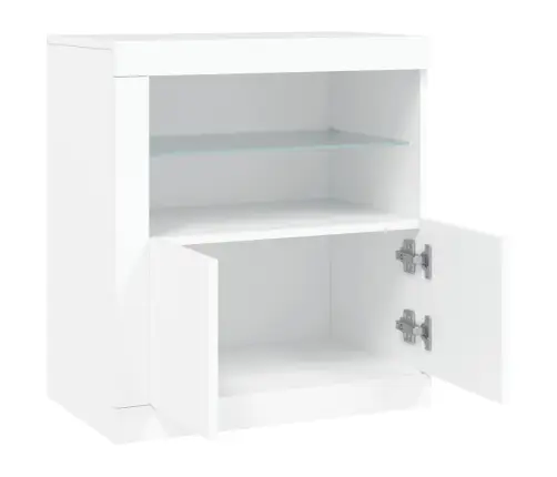 Kumode Ar Led Lampiņām, Balta, 60,5X37X67 Cm Vidaxl