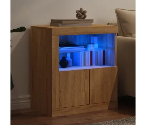Kumode Ar Led Lampiņām, Ozolkoka Krāsa, 60,5X37X67 Cm Vidaxl