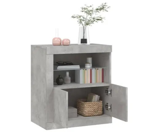 Puhvetkapp Led-Tuledega, Betoonhall, 60,5 X 37 X 67 Cm