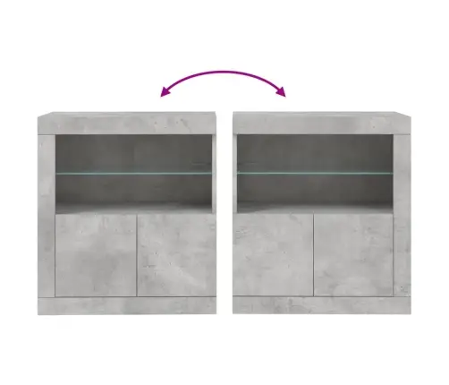 Kumode Ar Led Lampiņām, Betona Pelēka, 60,5X37X67 Cm Vidaxl