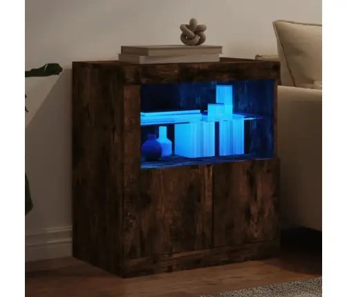 Šoninė Spintelė Su Led Lemputėmis, Dūminio Ąžuolo, 60,5X37X67Cm