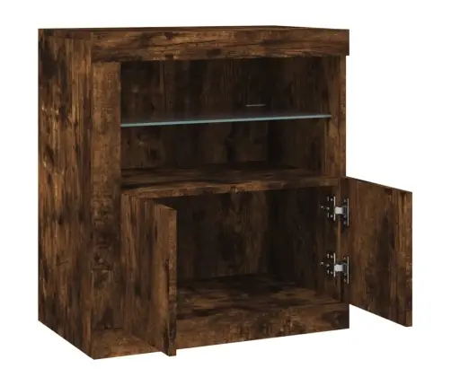 Šoninė Spintelė Su Led Lemputėmis, Dūminio Ąžuolo, 60,5X37X67Cm