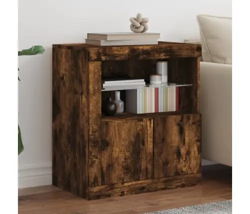 Šoninė Spintelė Su Led Lemputėmis, Dūminio Ąžuolo, 60,5X37X67Cm