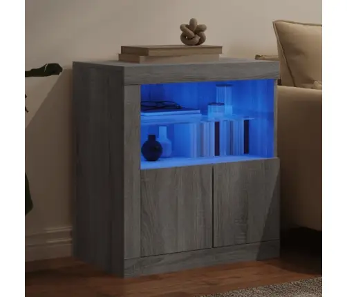 Kumode Ar Led Lampiņām, Pelēka Ozolkoka Krāsa, 60,5X37X67 Cm Vidaxl