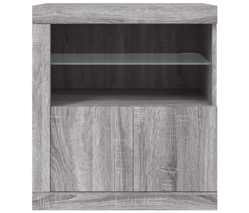 Kumode Ar Led Lampiņām, Pelēka Ozolkoka Krāsa, 60,5X37X67 Cm Vidaxl