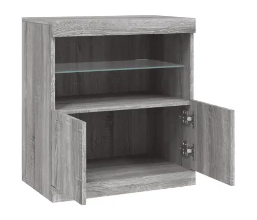 Kumode Ar Led Lampiņām, Pelēka Ozolkoka Krāsa, 60,5X37X67 Cm Vidaxl