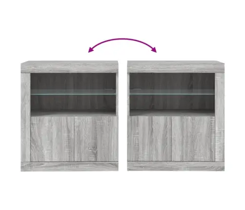 Kumode Ar Led Lampiņām, Pelēka Ozolkoka Krāsa, 60,5X37X67 Cm Vidaxl