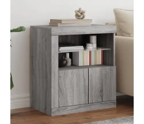 Kumode Ar Led Lampiņām, Pelēka Ozolkoka Krāsa, 60,5X37X67 Cm Vidaxl