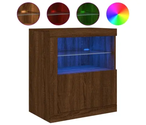 Kumode Ar Led Lampiņām, Brūna Koka Krāsa, 60,5X37X67 Cm Vidaxl Kumode Ar Led Lampiņām, Brūna Koka Krāsa, 60,5X37X67 Cm Vidaxl