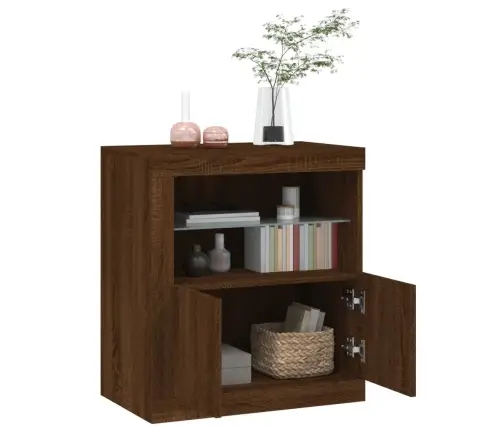 Kumode Ar Led Lampiņām, Brūna Koka Krāsa, 60,5X37X67 Cm Vidaxl Kumode Ar Led Lampiņām, Brūna Koka Krāsa, 60,5X37X67 Cm Vidaxl