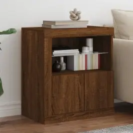 Kumode Ar Led Lampiņām, Brūna Koka Krāsa, 60,5X37X67 Cm Vidaxl