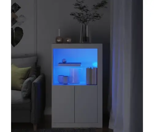 Skapītis Ar Led Apgaismojumu, Balts, Inženierijas Koks Vidaxl