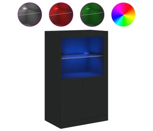 Skapītis Ar Led Apgaismojumu, Melns, Inženierijas Koks Vidaxl