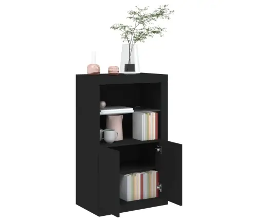 Skapītis Ar Led Apgaismojumu, Melns, Inženierijas Koks Vidaxl