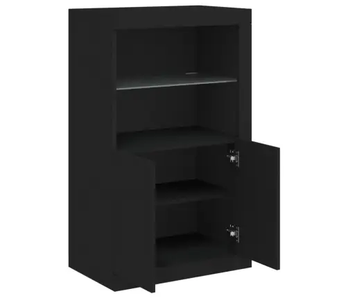 Skapītis Ar Led Apgaismojumu, Melns, Inženierijas Koks Vidaxl