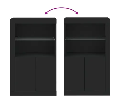 Skapītis Ar Led Apgaismojumu, Melns, Inženierijas Koks Vidaxl